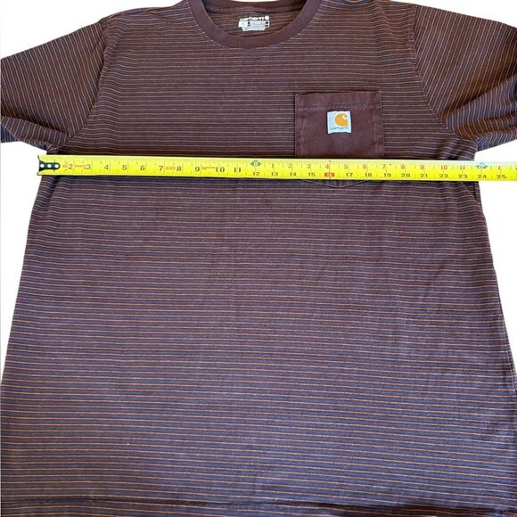 Carhartt T Shirt Relaxed Fit Heavyweight Short Sleeve Pocket Stripe Mens XL - Picture 9 of 9